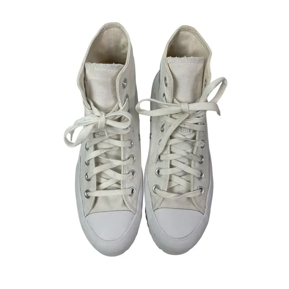 Converse Chuck Taylor All Star Lugged White Round Toe High Top Sneaker Shoes 9.5 - Picture 3 of 9
